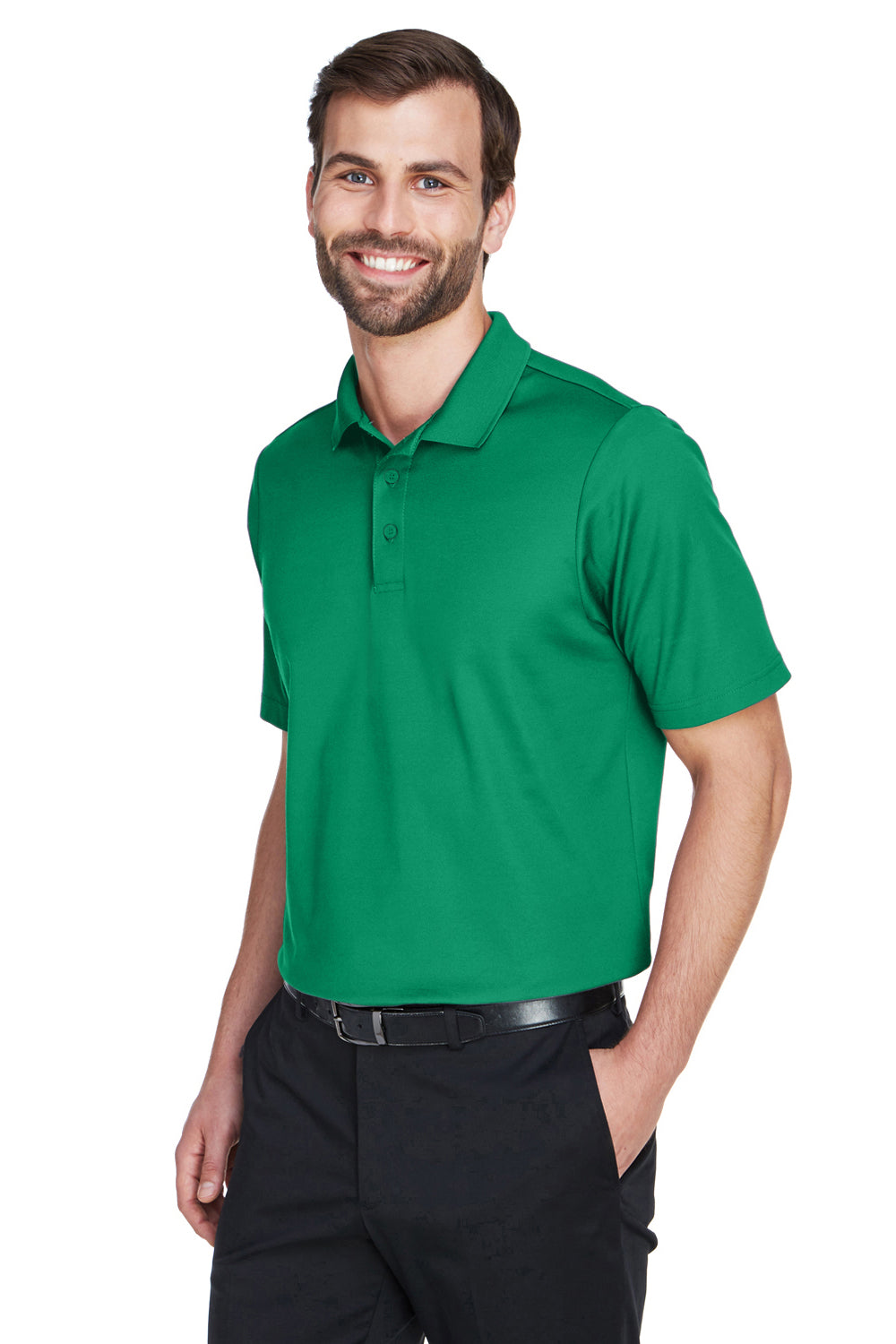 Devon & Jones DG20/DG20T Mens CrownLux Performance Moisture Wicking Short Sleeve Polo Shirt Kelly Green Model 3q