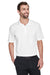 Devon & Jones DG20/DG20T Mens CrownLux Performance Moisture Wicking Short Sleeve Polo Shirt White Model Front