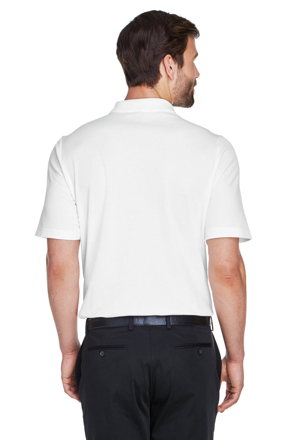 Devon & Jones DG20/DG20T Mens CrownLux Performance Moisture Wicking Short Sleeve Polo Shirt White Model Back