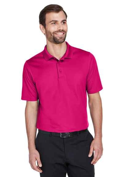 Devon & Jones DG20/DG20T Mens CrownLux Performance Moisture Wicking Short Sleeve Polo Shirt Crown Raspberry Pink Model Front