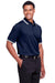 Devon & Jones DG20C Mens CrownLux Performance Moisture Wicking Short Sleeve Polo Shirt Navy Blue/White Model 3q