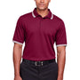 Devon & Jones Mens CrownLux Performance Moisture Wicking Short Sleeve Polo Shirt - Burgundy/White