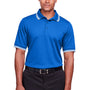 Devon & Jones Mens CrownLux Performance Moisture Wicking Short Sleeve Polo Shirt - French Blue/White