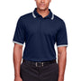 Devon & Jones Mens CrownLux Performance Moisture Wicking Short Sleeve Polo Shirt - Navy Blue/White