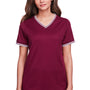 Devon & Jones Womens CrownLux Performance Moisture Wicking Short Sleeve Polo Shirt - Burgundy/White