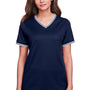 Devon & Jones Womens CrownLux Performance Moisture Wicking Short Sleeve Polo Shirt - Navy Blue/White