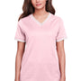 Devon & Jones Womens CrownLux Performance Moisture Wicking Short Sleeve Polo Shirt - Pink/White