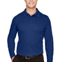 Devon & Jones Mens CrownLux Performance Moisture Wicking Long Sleeve Polo Shirt - True Royal Blue