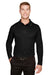 Devon & Jones DG20L/DG20LT Mens CrownLux Performance Moisture Wicking Long Sleeve Polo Shirt Black Model Front