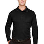 Devon & Jones Mens CrownLux Performance Moisture Wicking Long Sleeve Polo Shirt - Black