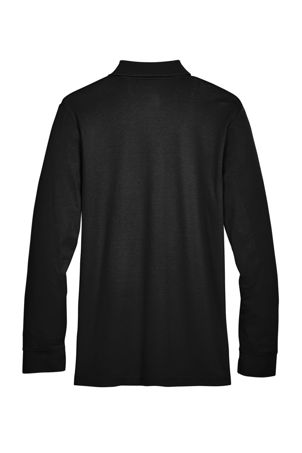 Devon & Jones DG20L/DG20LT Mens CrownLux Performance Moisture Wicking Long Sleeve Polo Shirt Black Flat Back