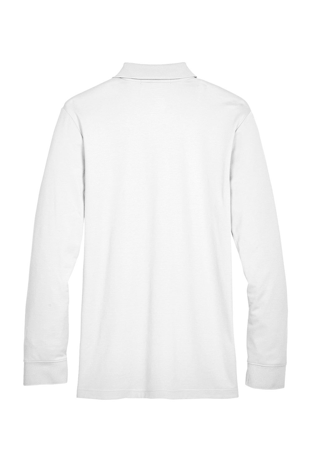 Devon & Jones DG20L/DG20LT Mens CrownLux Performance Moisture Wicking Long Sleeve Polo Shirt White Flat Back