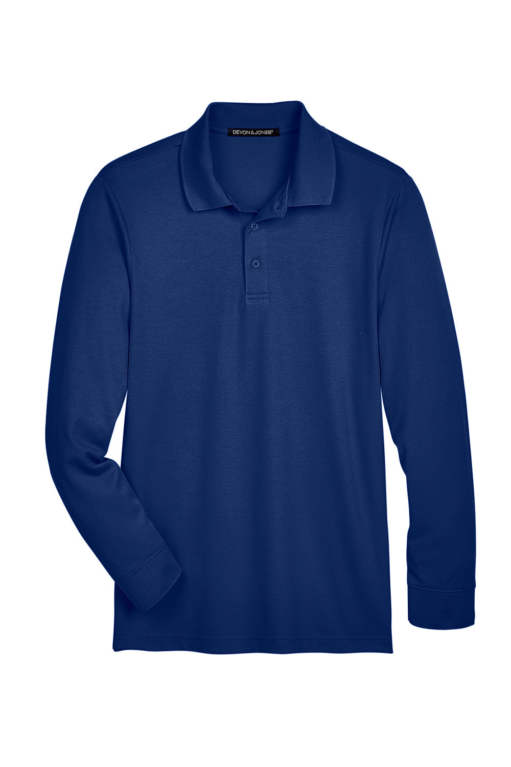 Devon & Jones DG20L/DG20LT Mens CrownLux Performance Moisture Wicking Long Sleeve Polo Shirt True Royal Blue Flat Front