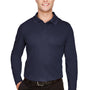 Devon & Jones Mens CrownLux Performance Moisture Wicking Long Sleeve Polo Shirt - Navy Blue