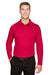 Devon & Jones DG20L/DG20LT Mens CrownLux Performance Moisture Wicking Long Sleeve Polo Shirt Red Model Front