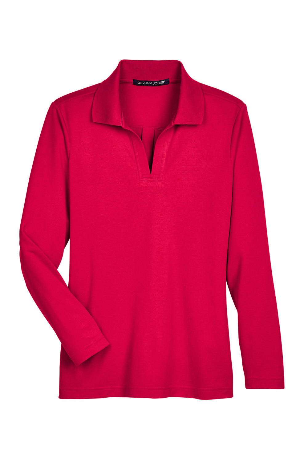 Devon & Jones DG20LW Womens CrownLux Performance Moisture Wicking Long Sleeve Polo Shirt Red Flat Front