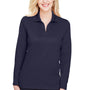 Devon & Jones Womens CrownLux Performance Moisture Wicking Long Sleeve Polo Shirt - Navy Blue