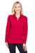 Devon & Jones DG20LW Womens CrownLux Performance Moisture Wicking Long Sleeve Polo Shirt Red Model Front