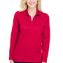 Devon & Jones Womens CrownLux Performance Moisture Wicking Long Sleeve Polo Shirt - Red