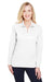 Devon & Jones DG20LW Womens CrownLux Performance Moisture Wicking Long Sleeve Polo Shirt White Model Front