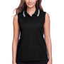 Devon & Jones Womens CrownLux Performance Moisture Wicking Sleeveless Polo Shirt - Black/White