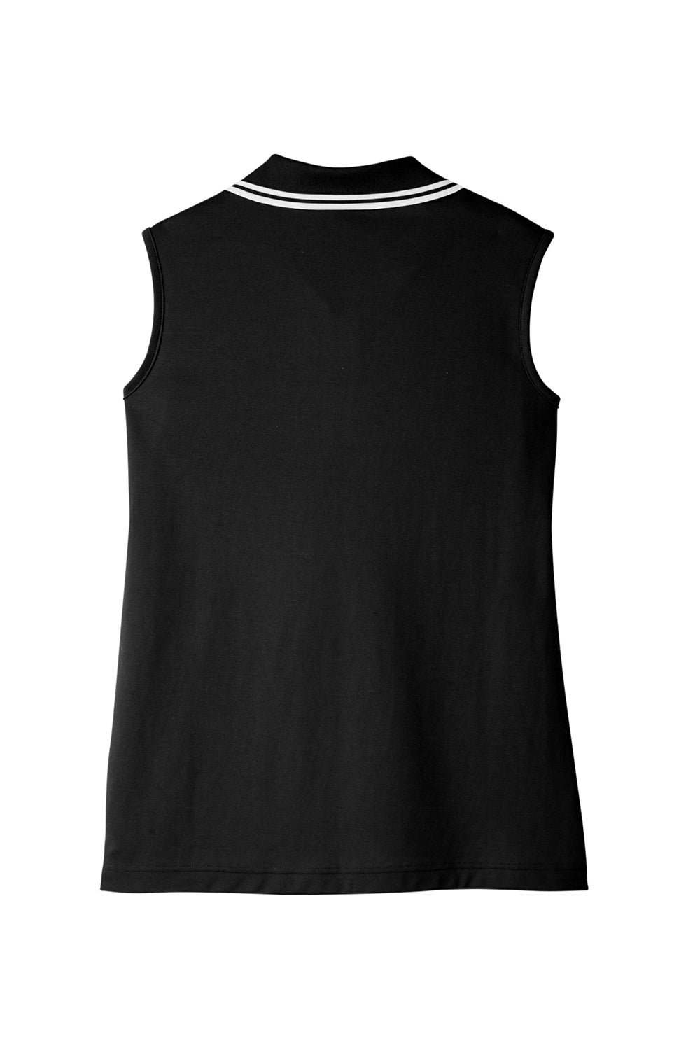 Devon & Jones DG20SW Womens CrownLux Performance Moisture Wicking Sleeveless Polo Shirt Black/White Flat Back