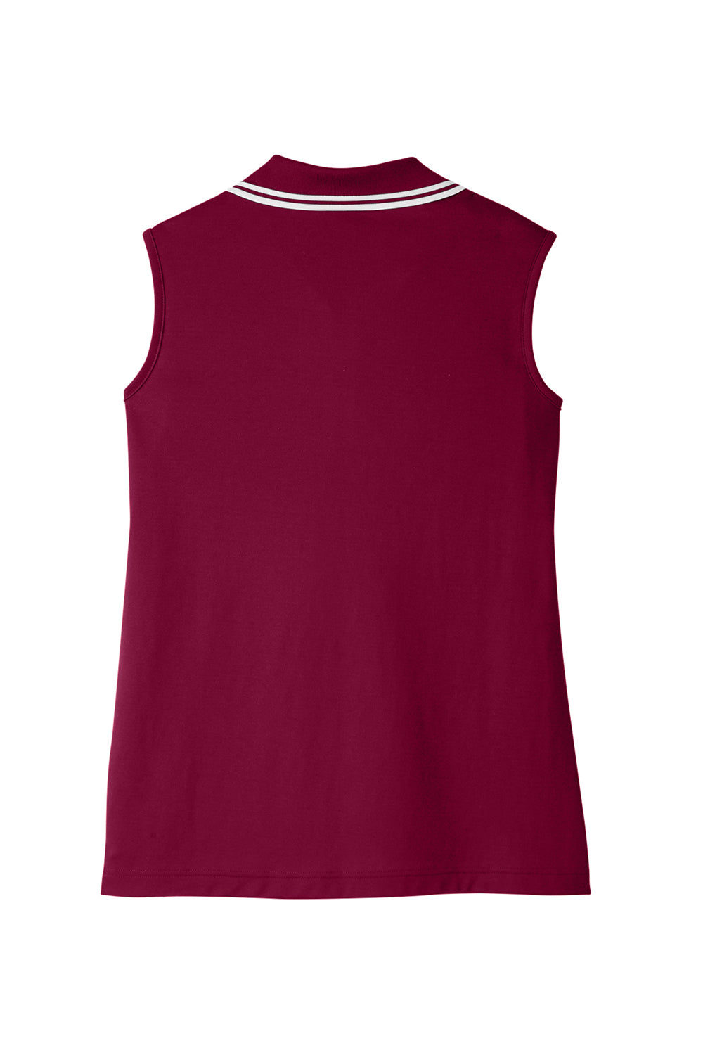 Devon & Jones DG20SW Womens CrownLux Performance Moisture Wicking Sleeveless Polo Shirt Burgundy/White Flat Back