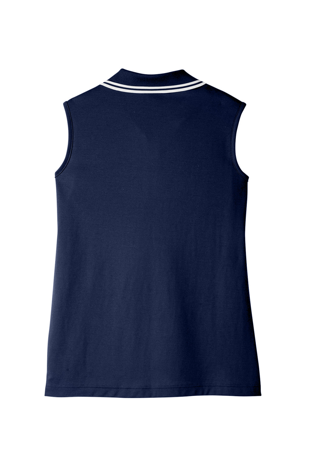 Devon & Jones DG20SW Womens CrownLux Performance Moisture Wicking Sleeveless Polo Shirt Navy Blue/White Flat Back