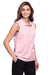 Devon & Jones DG20SW Womens CrownLux Performance Moisture Wicking Sleeveless Polo Shirt Pink/White Model 3q