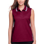 Devon & Jones Womens CrownLux Performance Moisture Wicking Sleeveless Polo Shirt - Burgundy/White