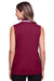 Devon & Jones DG20SW Womens CrownLux Performance Moisture Wicking Sleeveless Polo Shirt Burgundy/White Model Back