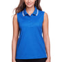 Devon & Jones Womens CrownLux Performance Moisture Wicking Sleeveless Polo Shirt - French Blue/White