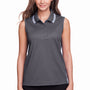 Devon & Jones Womens CrownLux Performance Moisture Wicking Sleeveless Polo Shirt - Graphite Grey/White