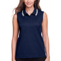 Devon & Jones Womens CrownLux Performance Moisture Wicking Sleeveless Polo Shirt - Navy Blue/White