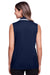 Devon & Jones DG20SW Womens CrownLux Performance Moisture Wicking Sleeveless Polo Shirt Navy Blue/White Model Back