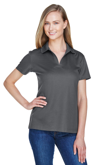 Devon & Jones DG20W Womens CrownLux Performance Moisture Wicking Short Sleeve Polo Shirt Graphite Grey Model Front