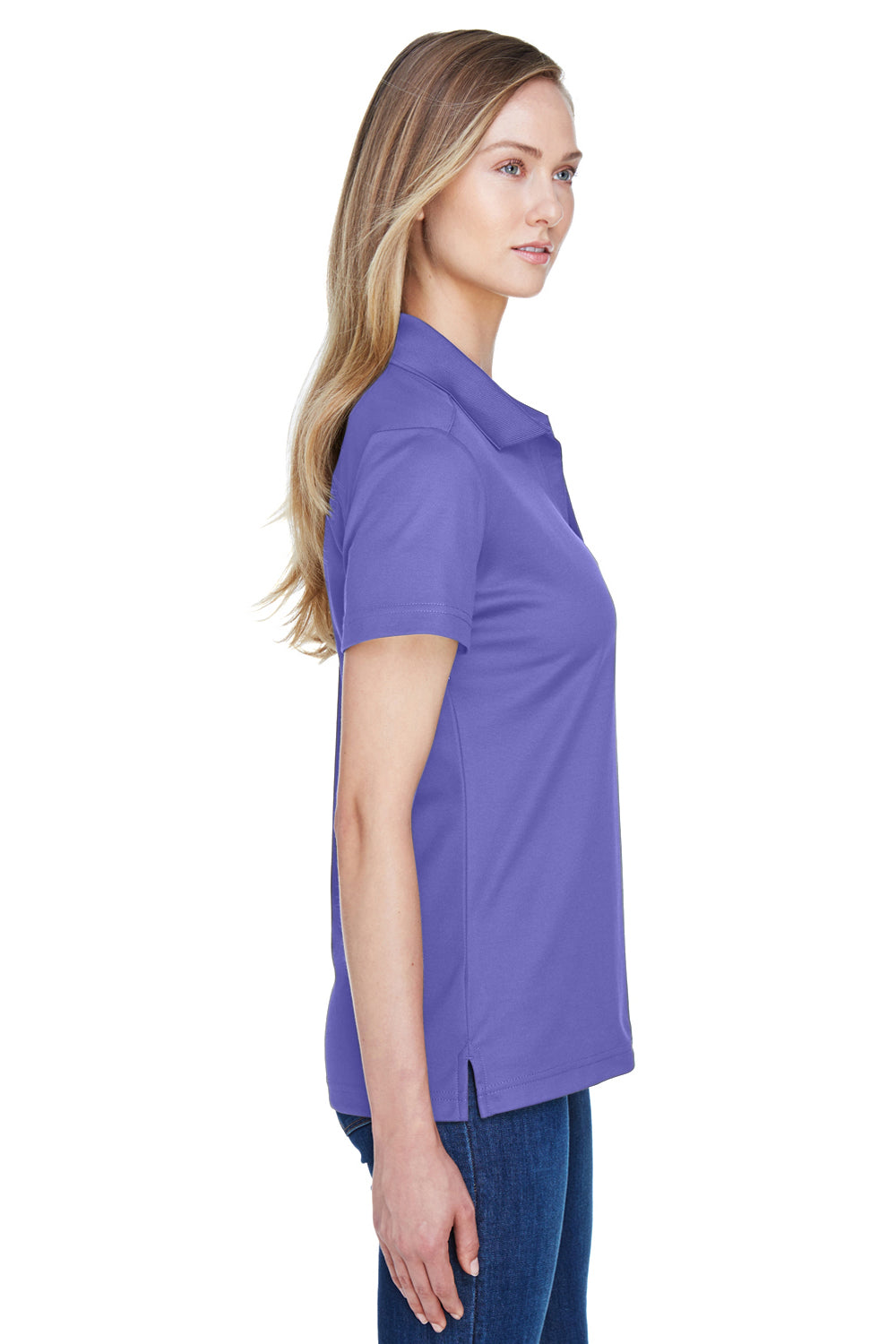 Devon & Jones DG20W Womens CrownLux Performance Moisture Wicking Short Sleeve Polo Shirt Grape Purple Model Side