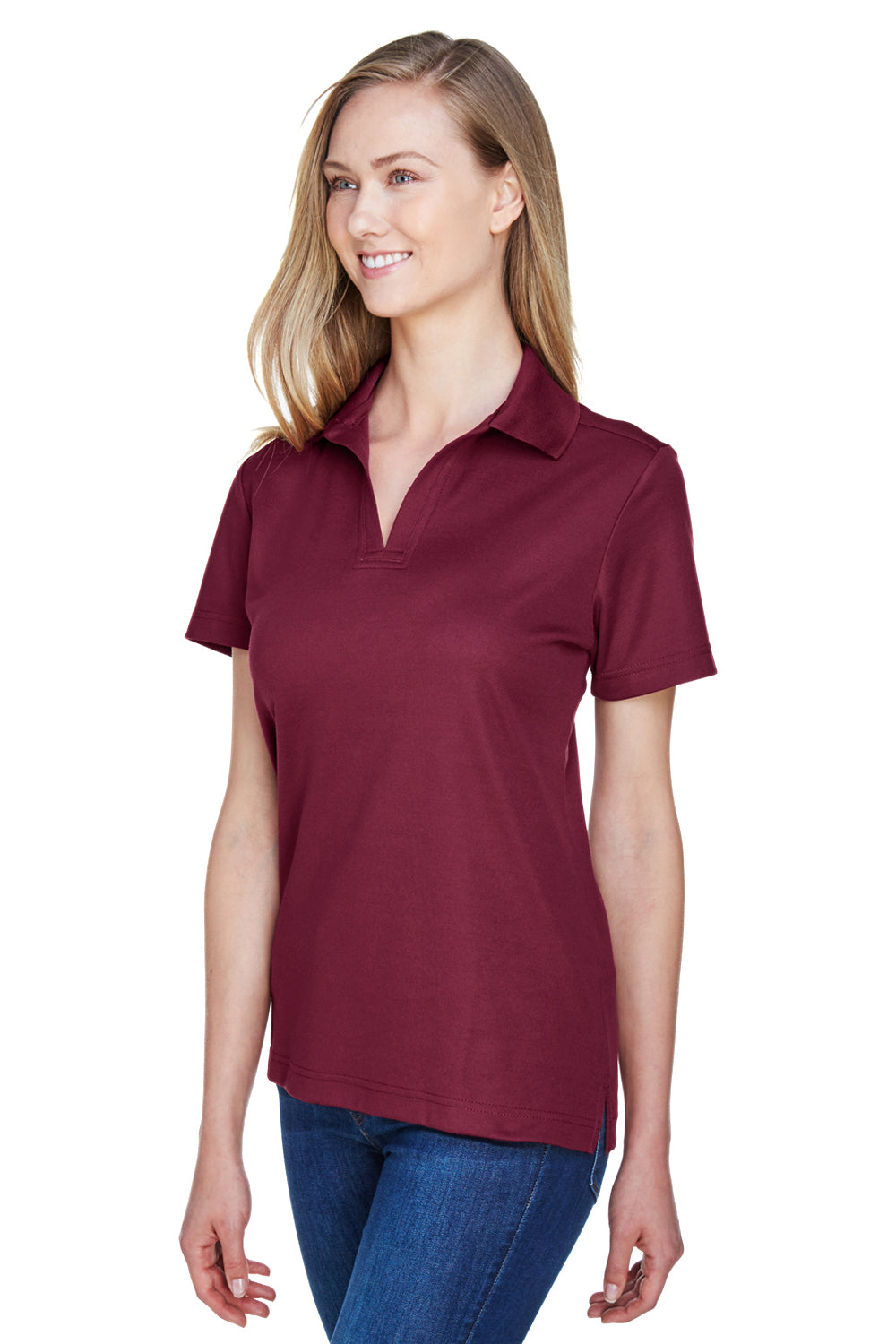 Devon & Jones DG20W Womens CrownLux Performance Moisture Wicking Short Sleeve Polo Shirt Burgundy Model 3q