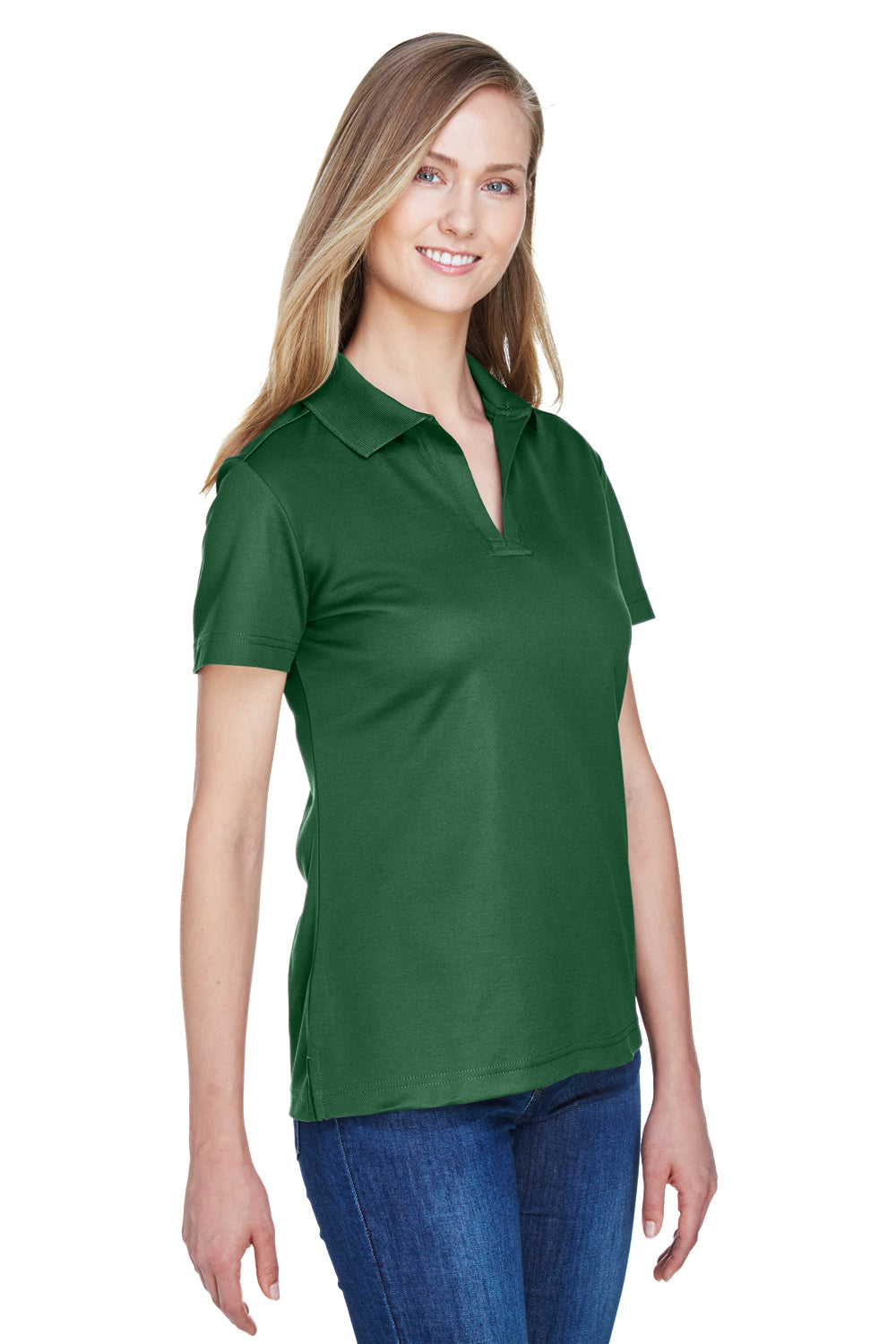 Devon & Jones DG20W Womens CrownLux Performance Moisture Wicking Short Sleeve Polo Shirt Forest Green Model 3q