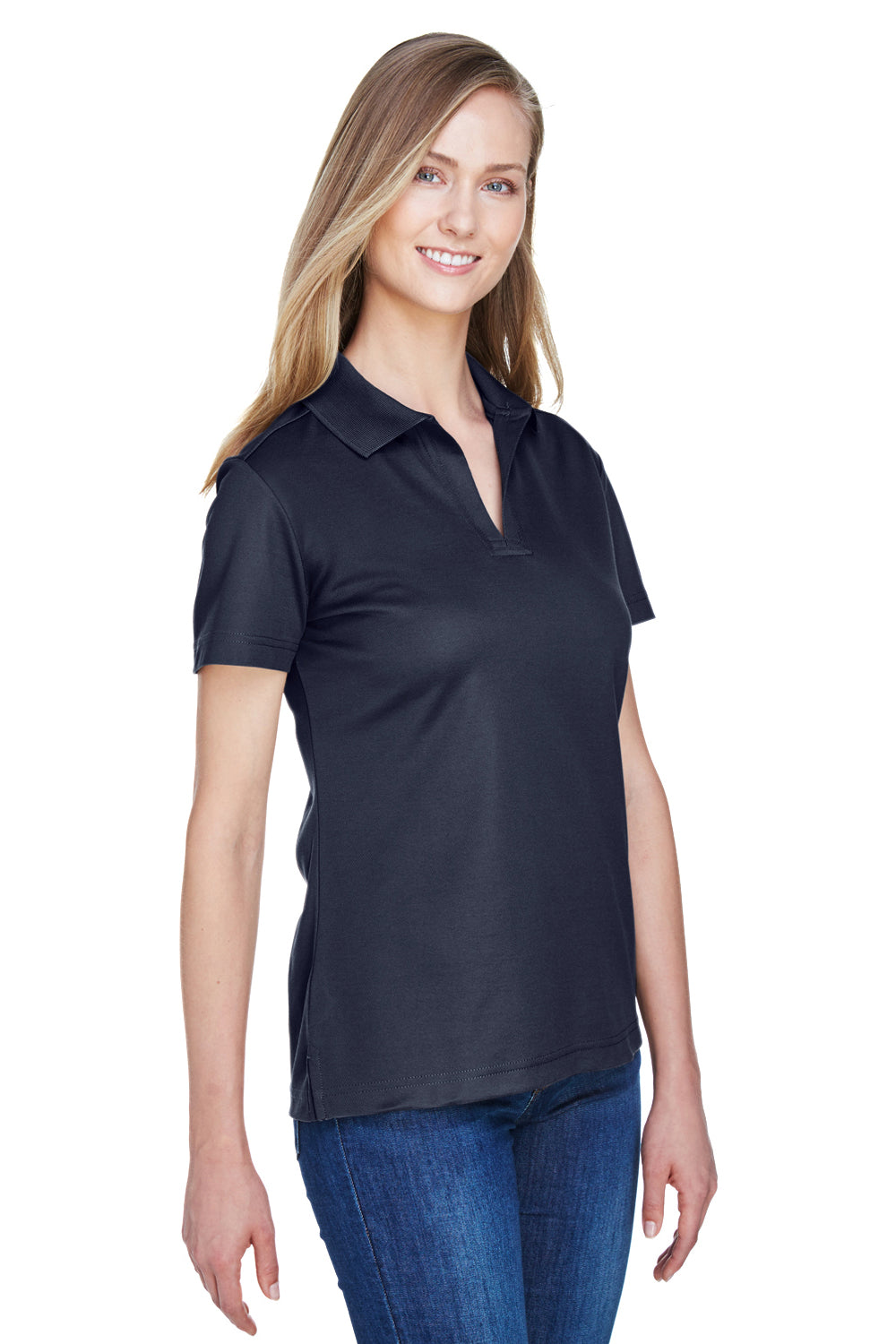 Devon & Jones DG20W Womens CrownLux Performance Moisture Wicking Short Sleeve Polo Shirt Navy Blue Model 3q