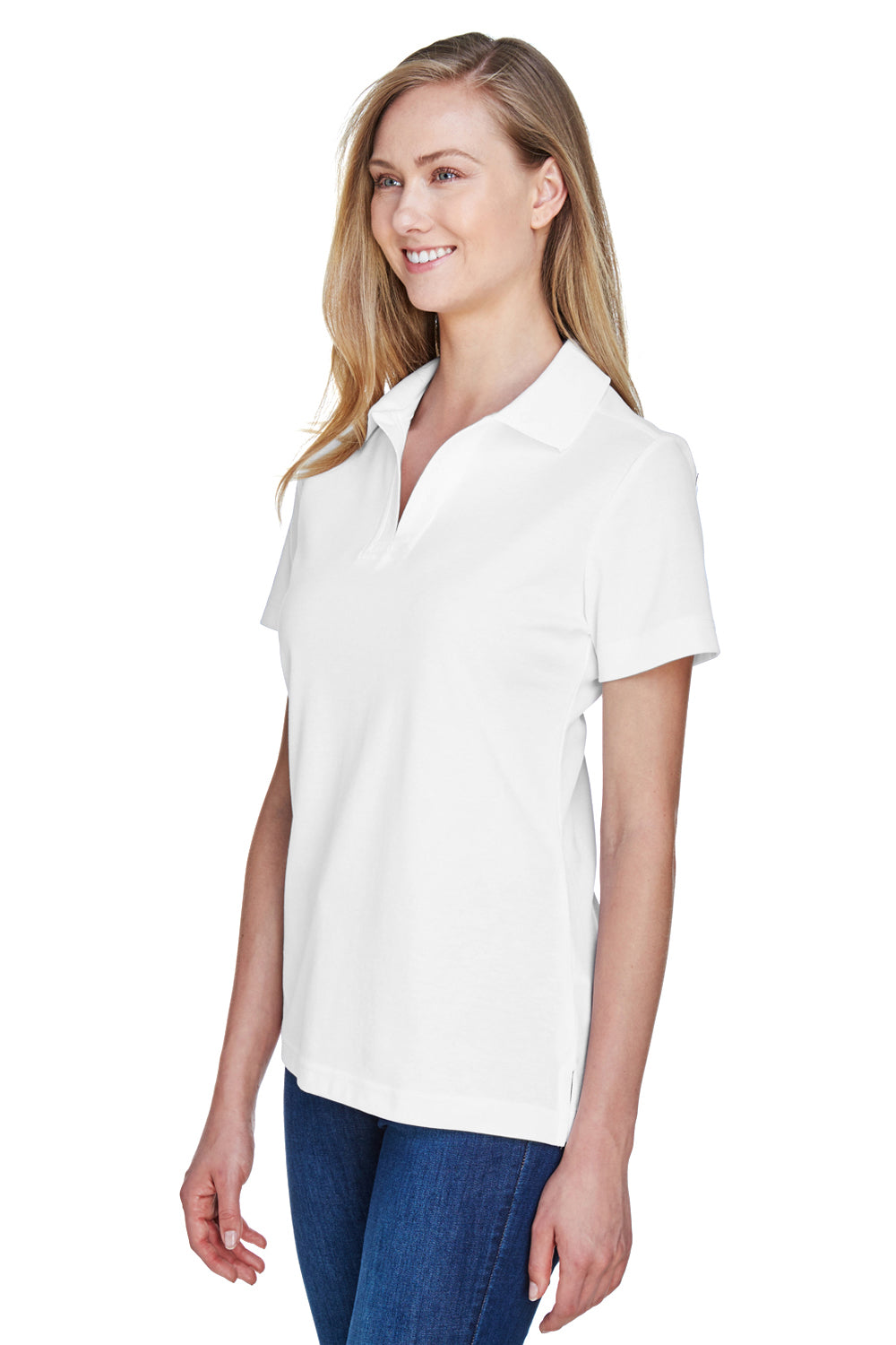 Devon & Jones DG20W Womens CrownLux Performance Moisture Wicking Short Sleeve Polo Shirt White Model 3q