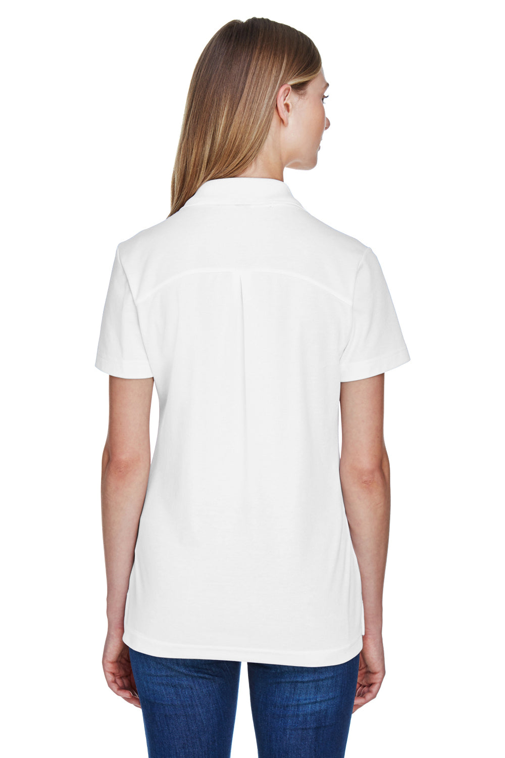 Devon & Jones DG20W Womens CrownLux Performance Moisture Wicking Short Sleeve Polo Shirt White Model Back