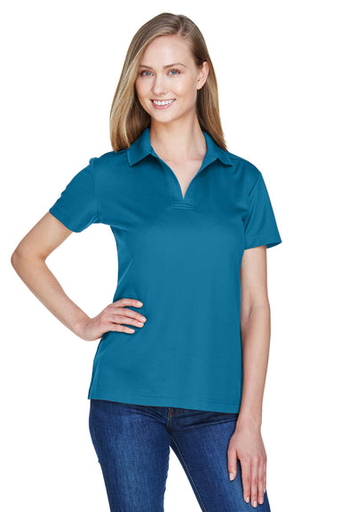 Devon & Jones DG20W Womens CrownLux Performance Moisture Wicking Short Sleeve Polo Shirt Dark Teal Blue Model Front