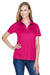 Devon & Jones DG20W Womens CrownLux Performance Moisture Wicking Short Sleeve Polo Shirt Crown Raspberry Pink Model Front