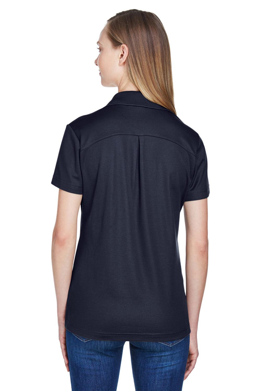 Devon & Jones DG20W Womens CrownLux Performance Moisture Wicking Short Sleeve Polo Shirt Navy Blue Model Back