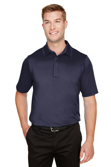 Devon & Jones DG21 Mens CrownLux Range Flex Performance Moisture Wicking Short Sleeve Polo Shirt Navy Blue Model Front