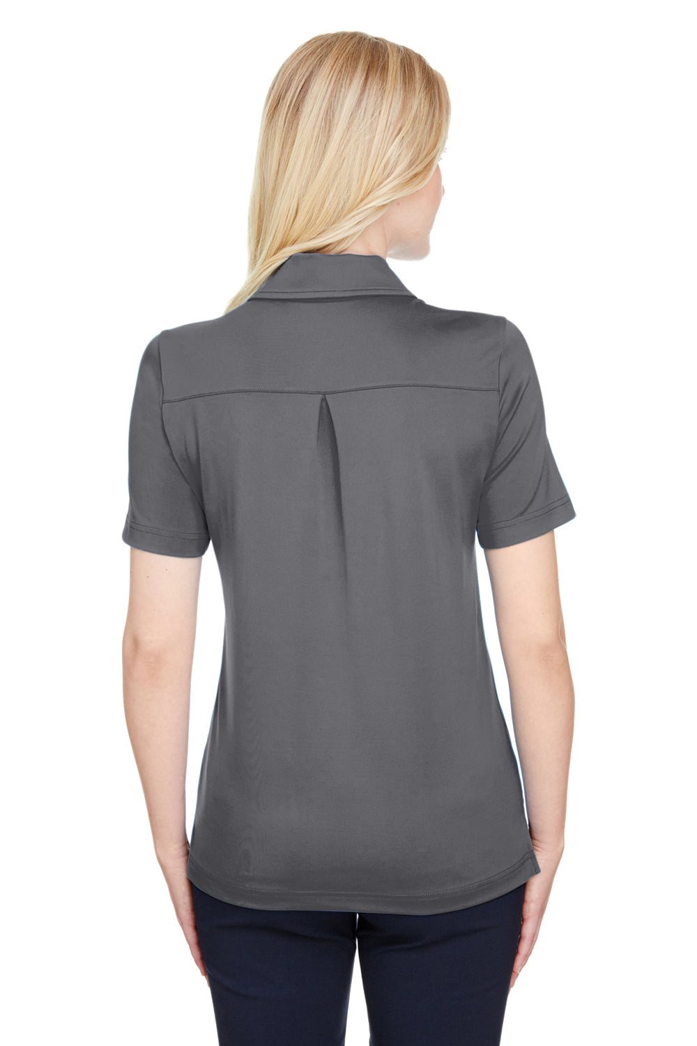 Devon & Jones DG21W Womens CrownLux Range Flex Performance Moisture Wicking Short Sleeve Polo Shirt Graphite Grey Model Back