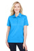 Devon & Jones DG21W Womens CrownLux Range Flex Performance Moisture Wicking Short Sleeve Polo Shirt Ocean Blue Model Front