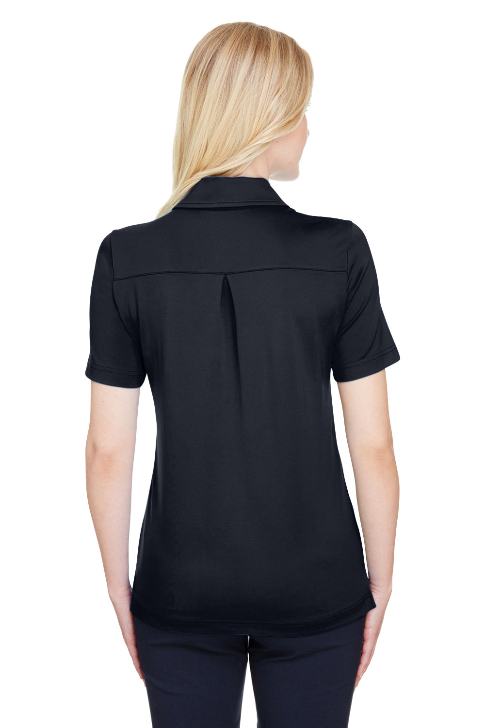 Devon & Jones DG21W Womens CrownLux Range Flex Performance Moisture Wicking Short Sleeve Polo Shirt Black Model Back