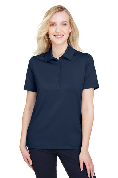 Devon & Jones DG21W Womens CrownLux Range Flex Performance Moisture Wicking Short Sleeve Polo Shirt Navy Blue Model Front